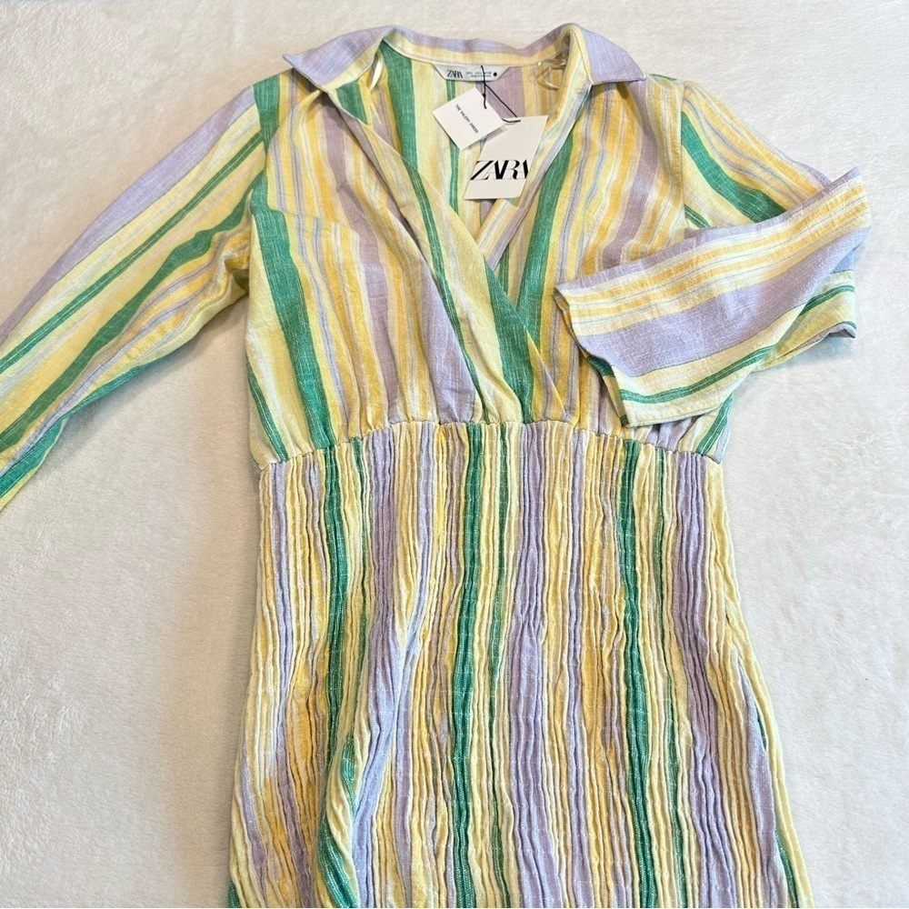 NWT Zara Pastel Striped Smocked Mini Dress "The Valery Dress" Blogger Favorite - Picture 6 of 12